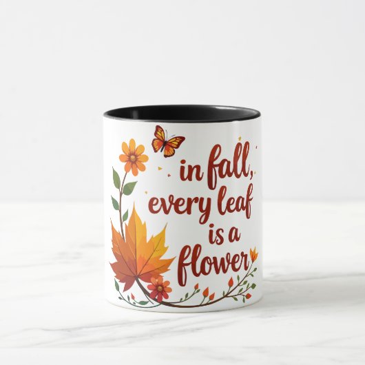 "In de Herfst is elk blad een bloem" Mok (Midden)