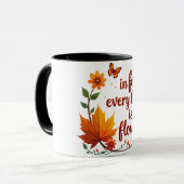 "In de Herfst is elk blad een bloem" Mok (Voorkant links)