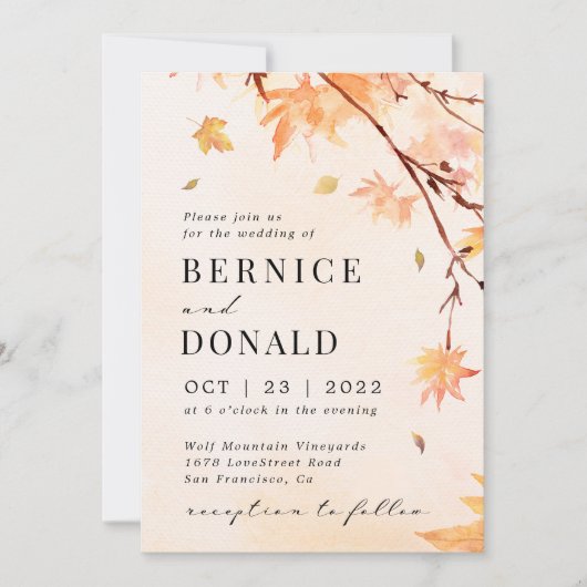 In de herfst is Herfst verliefd op bruiloft Kaart (Voorkant)