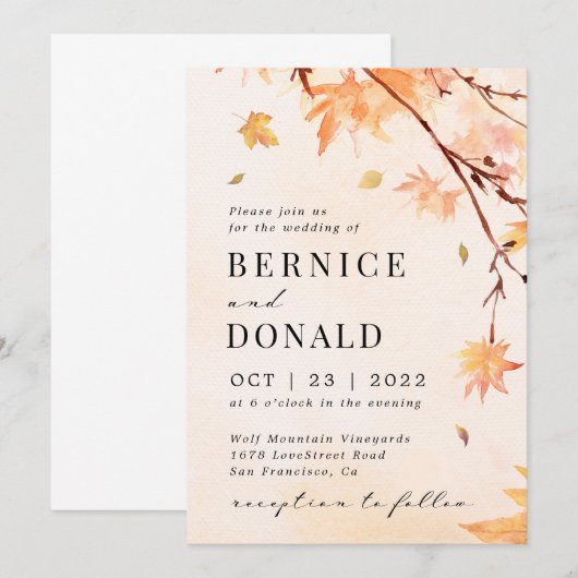 In de herfst is Herfst verliefd op bruiloft Kaart (Voorkant / Achterkant)