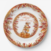 In de herfst van de Kleur omgezette Thanksgiving l Papieren Bordje (Voorkant)