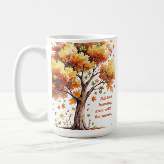 In de herfst van het leren – Inspirerende herfst Koffiemok (Links)