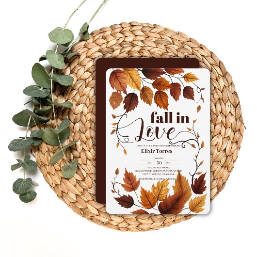 In de herfstbladeren verliefd raken Baby Shower Kaart