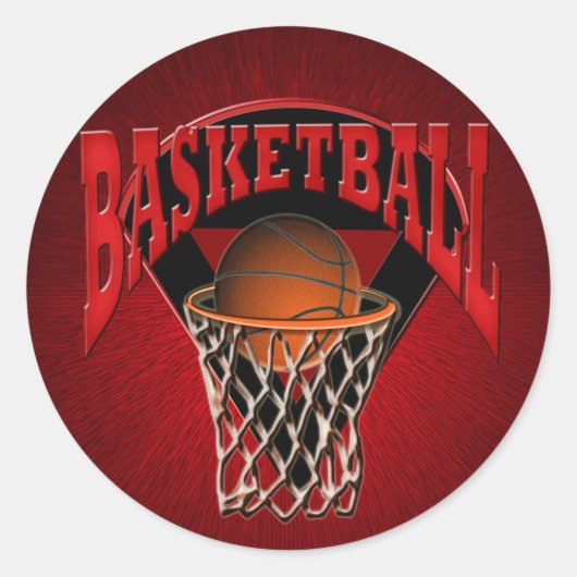 In de Hoop Basketball en Backboard Ronde Sticker (Voorkant)