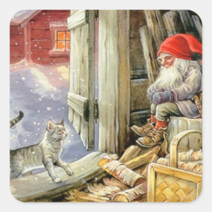 “In de houten schuur” door Jenny Nystrom Vierkante Sticker
