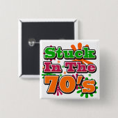 In de jaren '70. vierkante button 5,1 cm (Voorkant /achterkant)