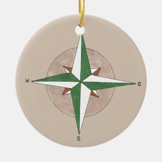 In de juiste richting compass Camping Hiking Keramisch Ornament (Voorkant)