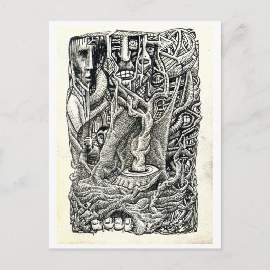 In de kelder briefkaart (Voorkant)