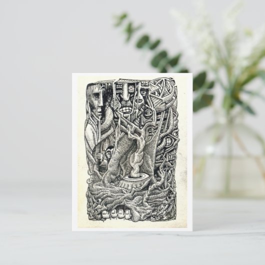 In de kelder briefkaart (Staand voorkant)