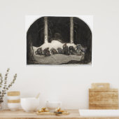 In de kerstnacht 1913 door John Bauer Art Poster (Keuken)