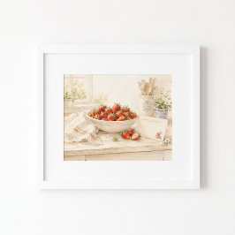 In de keuken watercolor kunstprint poster