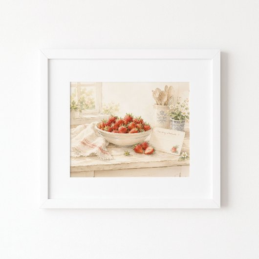In de keuken watercolor kunstprint poster