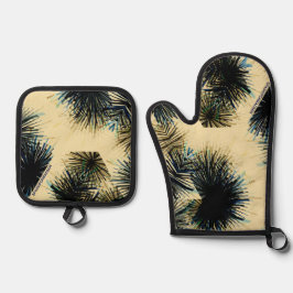 In de kleur Beige Ovenwant & Pannenlap Set