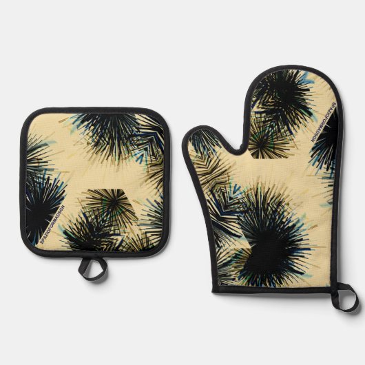 In de kleur Beige Ovenwant & Pannenlap Set (Voorkant)