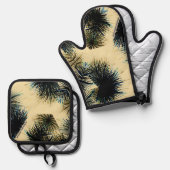 In de kleur Beige Ovenwant & Pannenlap Set (Voorkant / Achterkant)