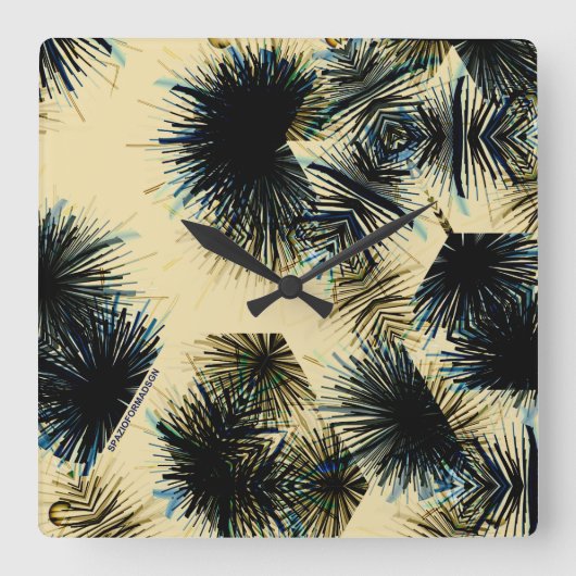 In de kleur Beige Vierkante Klok (Voorkant)