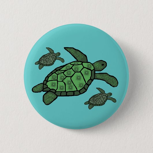 In de knop Drievoudige zeeen schildpadden Ronde Button 5,7 Cm (Voorkant)