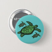 In de knop Drievoudige zeeen schildpadden Ronde Button 5,7 Cm (Voorkant /achterkant)