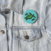 In de knop Drievoudige zeeen schildpadden Ronde Button 5,7 Cm (In situ)
