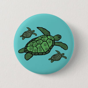 In de knop Drievoudige zeeen schildpadden Ronde Button 5,7 Cm