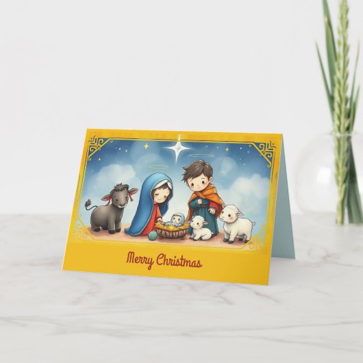 In de kribbe feestdagen kaart (Voorkant)