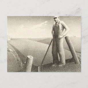 In de lente door Grant Wood Briefkaart