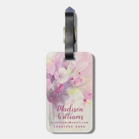  in de lente | Soft Pink Bouquet Bagagelabel (Achterkant verticaal)
