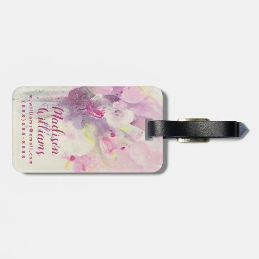  in de lente | Soft Pink Bouquet Bagagelabel (Achterkant horizontaal)