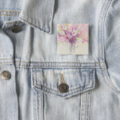  in de lente | Soft Pink Bouquet Vierkante Button 5,1 Cm (In situ)