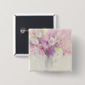  in de lente | Soft Pink Bouquet Vierkante Button 5,1 Cm (Voorkant /achterkant)