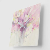  in de lente | Soft Pink Bouquet Vierkante Klok (Hoek)