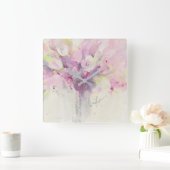  in de lente | Soft Pink Bouquet Vierkante Klok (Huis)