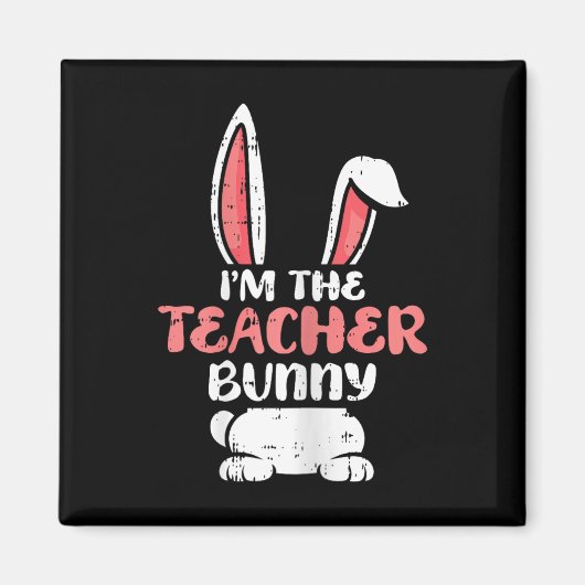 In de leraar Bunny Easter Egg Hunting Spring Wom Magneet (Voorkant)