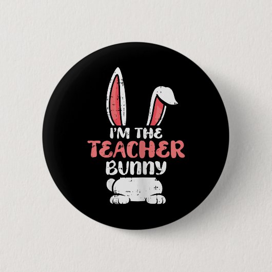 In de leraar Bunny Easter Egg Hunting Spring Wom Ronde Button 5,7 Cm (Voorkant)