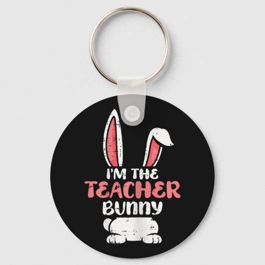 In de leraar Bunny Easter Egg Hunting Spring Wom Sleutelhanger (Voorkant)