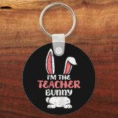 In de leraar Bunny Easter Egg Hunting Spring Wom Sleutelhanger (Voorkant)