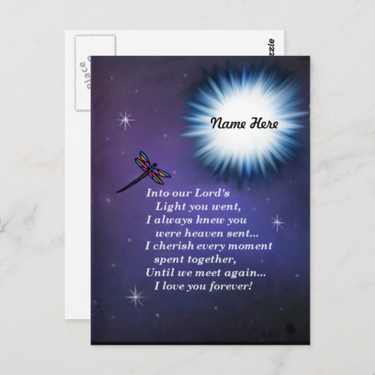 In de Lichte Dragonfly Briefkaart (Voorkant / Achterkant)