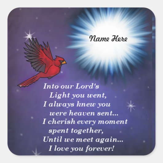 In de lichte kardinaal vierkante sticker (Voorkant)