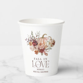 'In de Liefde vallen' Herfstbloesems Pompoen Bruid Papieren Bekers