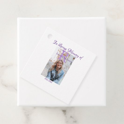 In de liefdevolle herinnering van herinnering houd bedankjes labels (In situ)