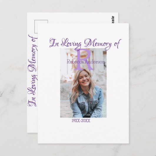 In de liefdevolle herinnering van herinnering houd briefkaart (Voorkant / Achterkant)