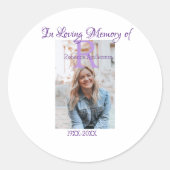 In de liefdevolle herinnering van herinnering houd ronde sticker (Voorkant)