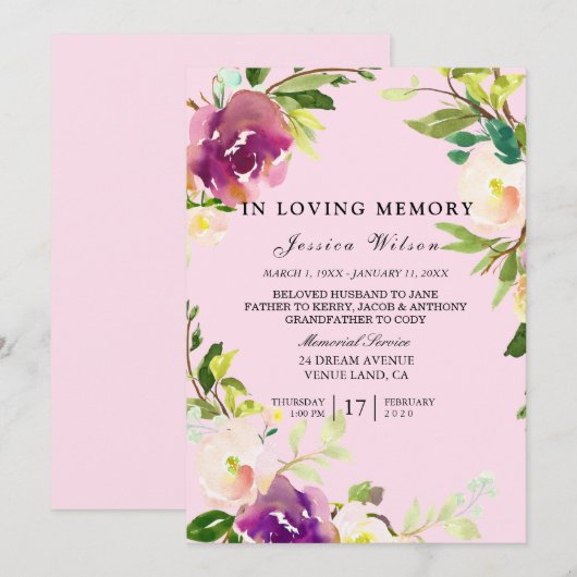 In de liefhebbende de dienst van de geheugenbegraf programmakaart (Voorkant / Achterkant)