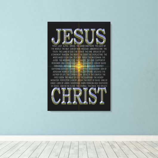 In de naam Jezus Christus Canvas Print (Insitu (Houten vloer))