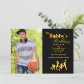 In de naam Photo Basketball Invitation Kaart (Staand voorkant)