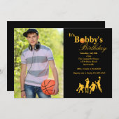 In de naam Photo Basketball Invitation Kaart (Voorkant / Achterkant)