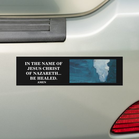 IN DE NAAM VAN JESUS CHRIST BUMPERSTICKER (Op auto)