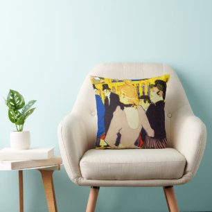 In de Nachtclub door Toulouse Lautrec, Vintage Kun Kussen