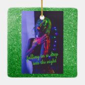 In de nachtgroene faux Glitter Ceramic Orname Keramisch Ornament (Achterkant)