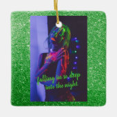In de nachtgroene faux Glitter Ceramic Orname Keramisch Ornament (Voorkant)